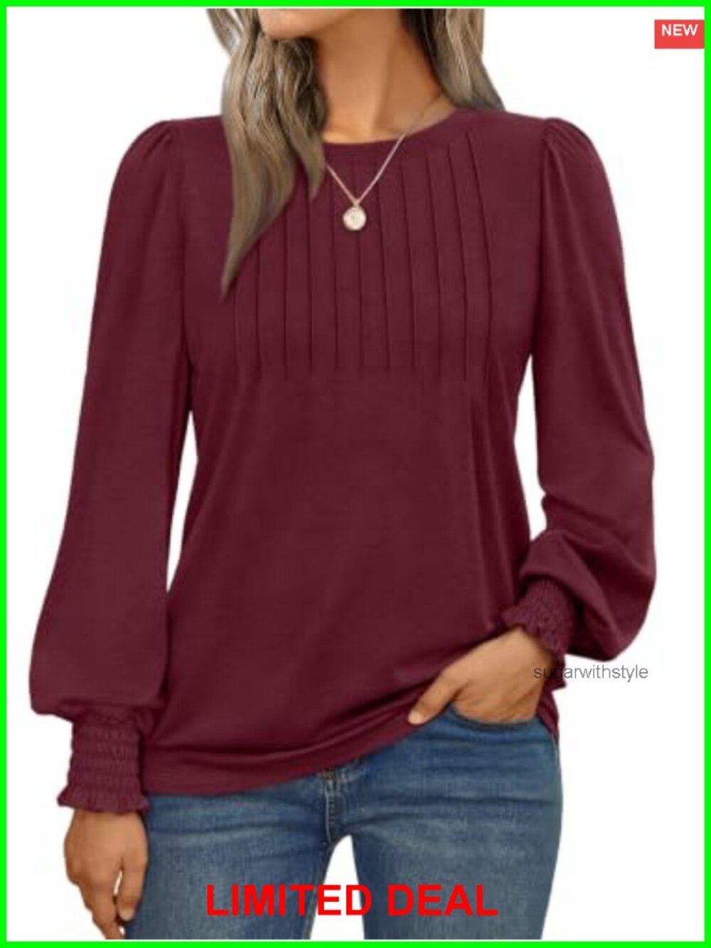 AUTOMET Womens Long Sleeve Pleated Front Blouse Business Casual Top